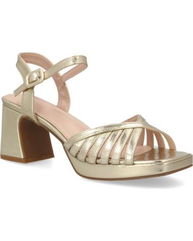 PUNTOSALAO SANDALIAS DORADAS DE MUJER CON TACÓN ANCHO Y PALA TRENZADANZA