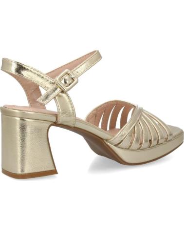 PUNTOSALAO SANDALIAS DORADAS DE MUJER CON TACÓN ANCHO Y PALA TRENZADANZA