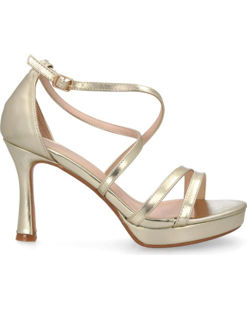 PUNTOSALAO SANDALIAS DE FIESTA DORADAS DE TACÓN MEDIO CON TIRAS PARA MUJER MUJ