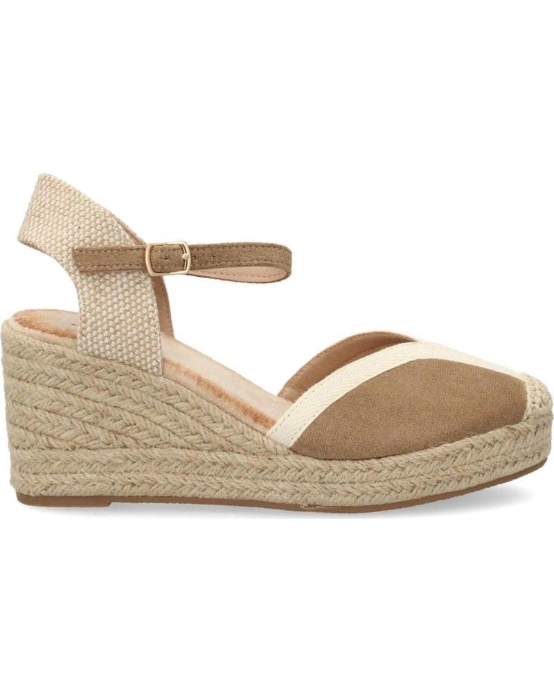 PUNTOSALAO SANDALIAS DE CUÑA PARA MUJER PUNTOSALAO CON HEBILLA EN YUTE COLOR CAQUI TF