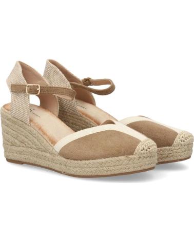 PUNTOSALAO SANDALIAS DE CUÑA PARA MUJER PUNTOSALAO CON HEBILLA EN YUTE COLOR CAQUI TF