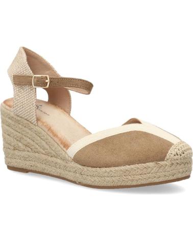 PUNTOSALAO SANDALIAS DE CUÑA PARA MUJER PUNTOSALAO CON HEBILLA EN YUTE COLOR CAQUI TF