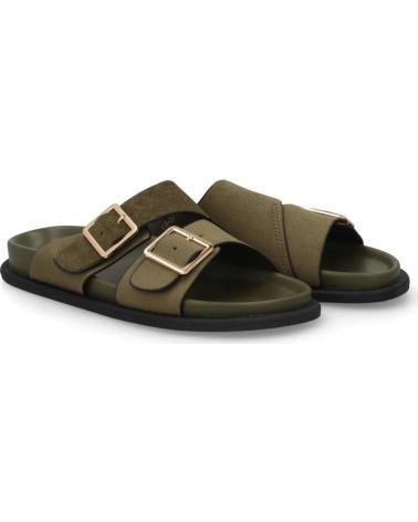 PUNTOSALAO SANDALIAS PLANAS DE MUJER CON PALA CRUZADA Y HEBILLAS VER