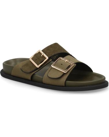 PUNTOSALAO SANDALIAS PLANAS DE MUJER CON PALA CRUZADA Y HEBILLAS VER