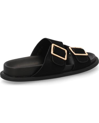 PUNTOSALAO SANDALIAS PLANAS DE MUJER CON PALA CRUZADA Y HEBILLAS DORADAS NEG