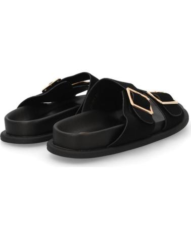 PUNTOSALAO SANDALIAS PLANAS DE MUJER CON PALA CRUZADA Y HEBILLAS DORADAS NEG