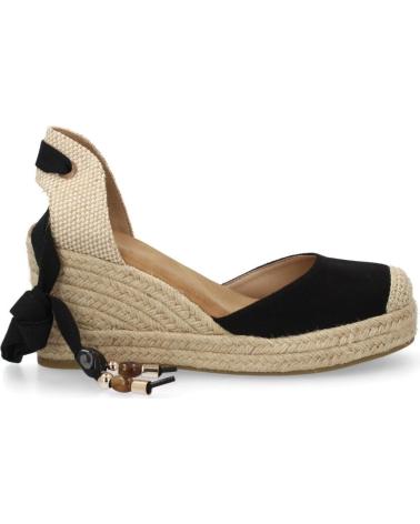 PUNTOSALAO SANDALIAS DE CUÑA DE MUJER PUNTOSALAO CON LAZOS DE YUTE, COLOR NEGROR N