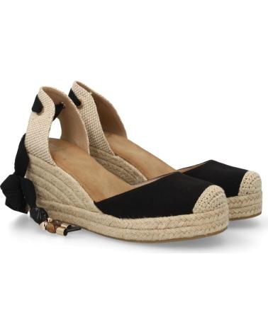 PUNTOSALAO SANDALIAS DE CUÑA DE MUJER PUNTOSALAO CON LAZOS DE YUTE, COLOR NEGROR N