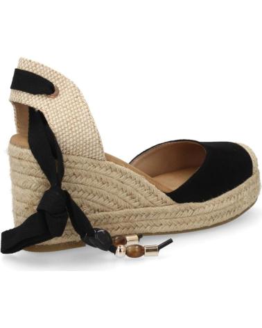 PUNTOSALAO SANDALIAS DE CUÑA DE MUJER PUNTOSALAO CON LAZOS DE YUTE, COLOR NEGROR N