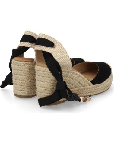 PUNTOSALAO SANDALIAS DE CUÑA DE MUJER PUNTOSALAO CON LAZOS DE YUTE, COLOR NEGROR N