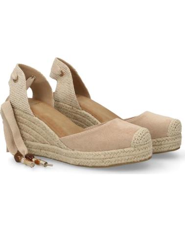 PUNTOSALAO SANDALIAS DE CUÑA DE ESPARTO PARA MUJER CON LAZOS, COLOR BEIGER B