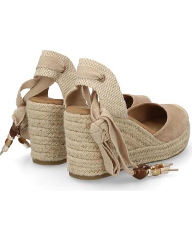 PUNTOSALAO SANDALIAS DE CUÑA DE ESPARTO PARA MUJER CON LAZOS, COLOR BEIGER B