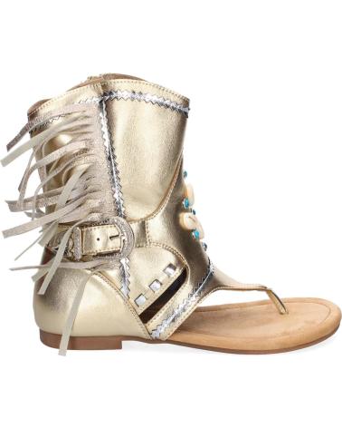 PUNTOSALAO SANDALIAS PLANAS DORADAS TIPO ESCLAVA CON FLECOS PARA MUJER MUJ