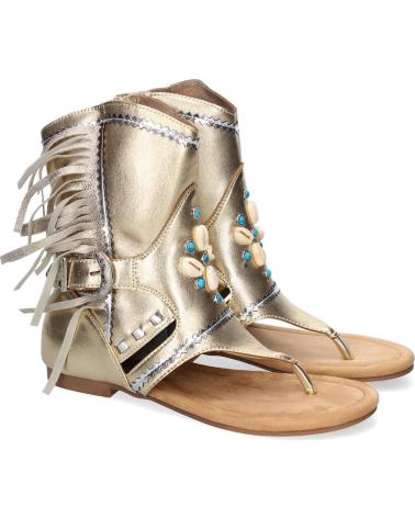 PUNTOSALAO SANDALIAS PLANAS DORADAS TIPO ESCLAVA CON FLECOS PARA MUJER MUJ