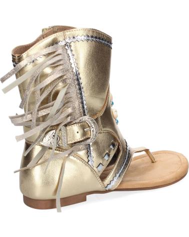 PUNTOSALAO SANDALIAS PLANAS DORADAS TIPO ESCLAVA CON FLECOS PARA MUJER MUJ