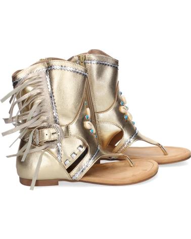 PUNTOSALAO SANDALIAS PLANAS DORADAS TIPO ESCLAVA CON FLECOS PARA MUJER MUJ