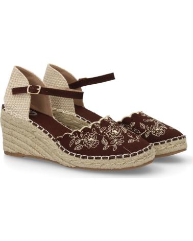SPORT3PUNTO0 CUÑA ESPADRILLE MARRÓN CON TIRA Y BORDADO FLORAL VARIOS COLORES