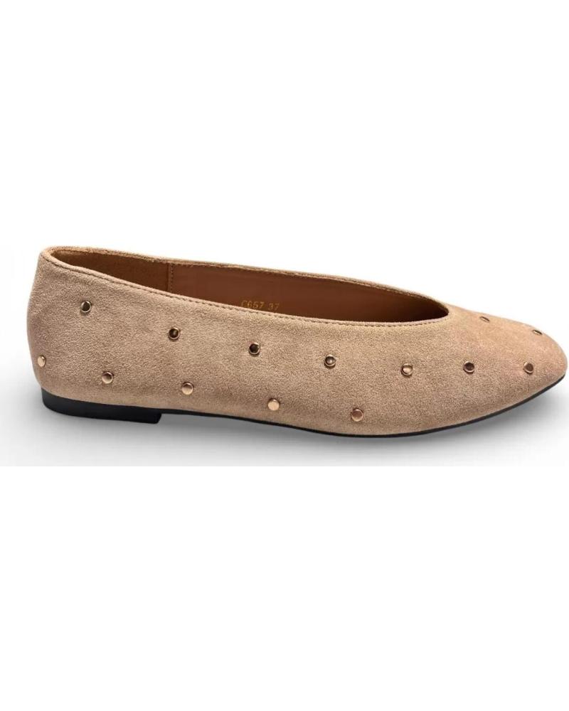 TIMBOS BAILARINAS PLANAS DE MUJER TIMBOS CON TACHUELAS BEIGE
