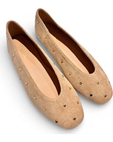 TIMBOS BAILARINAS PLANAS DE MUJER TIMBOS CON TACHUELAS BEIGE