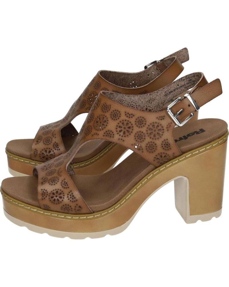 REFRESH SANDALIA DE TACÓN CON PLATAFORMA Y DISEÑO FLORAL EN TAUPE TAUPE