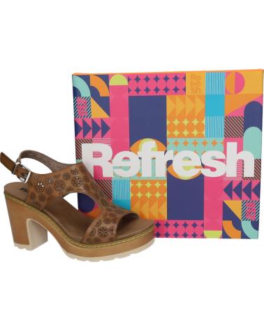 REFRESH SANDALIA DE TACÓN CON PLATAFORMA Y DISEÑO FLORAL EN TAUPE TAUPE