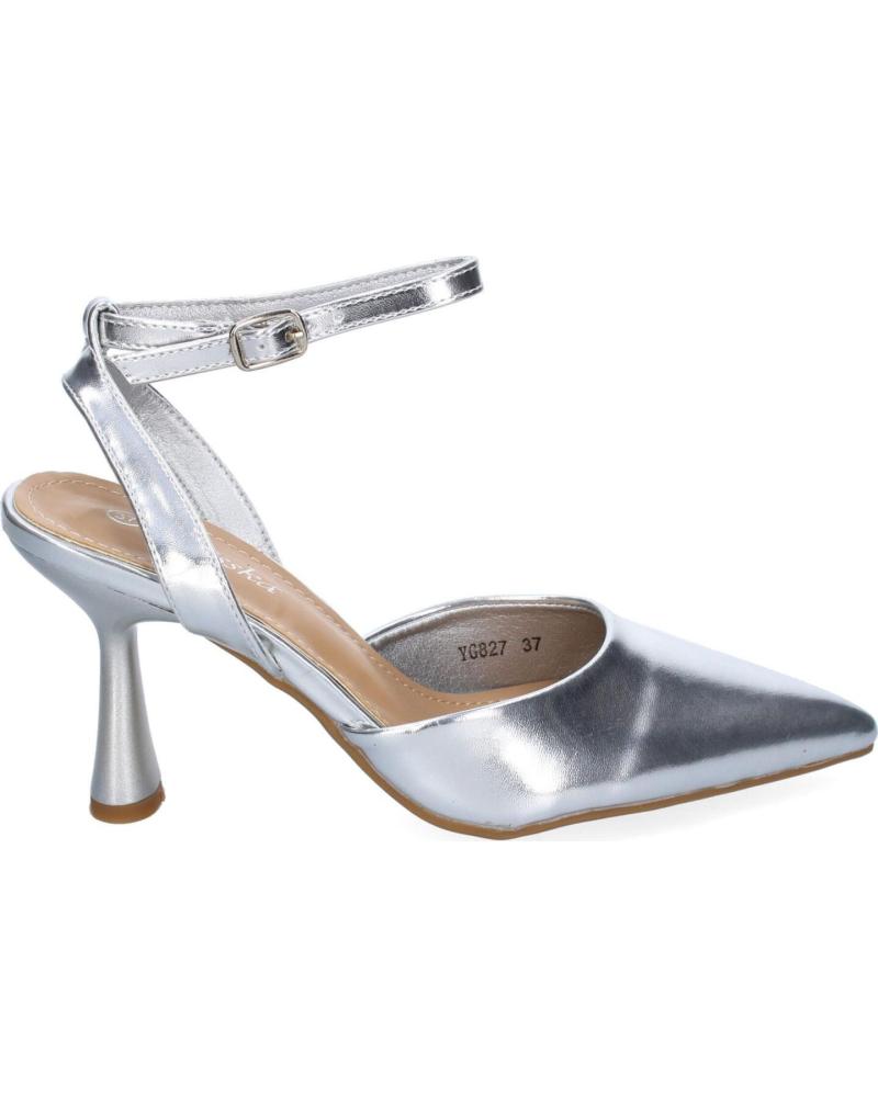 PUNTOSALAO ZAPATOS PLATEADOS DE VESTIR TACON MEDIO SALON PARA MUJER YG8 VARIOS COLORES