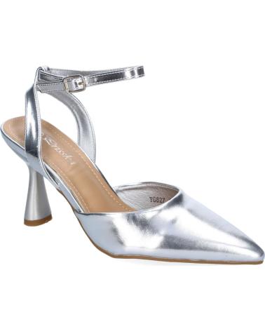 PUNTOSALAO ZAPATOS PLATEADOS DE VESTIR TACON MEDIO SALON PARA MUJER YG8 VARIOS COLORES