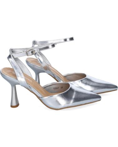 PUNTOSALAO ZAPATOS PLATEADOS DE VESTIR TACON MEDIO SALON PARA MUJER YG8 VARIOS COLORES