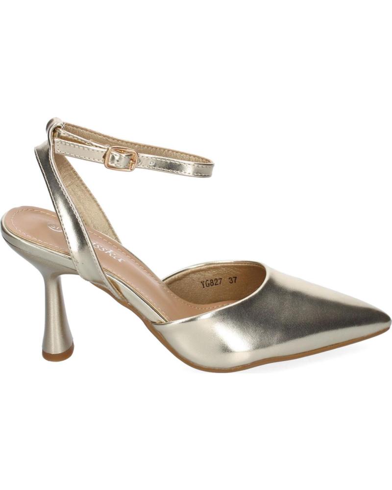 PUNTOSALAO ZAPATOS DORADOS DE VESTIR TACON MEDIO SALON PARA MUJER YG827 VARIOS COLORES