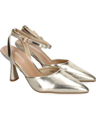 PUNTOSALAO ZAPATOS DORADOS DE VESTIR TACON MEDIO SALON PARA MUJER YG827 VARIOS COLORES