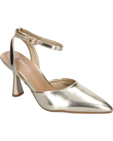 PUNTOSALAO ZAPATOS DORADOS DE VESTIR TACON MEDIO SALON PARA MUJER YG827 VARIOS COLORES
