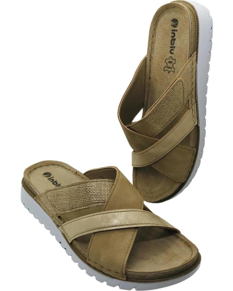 INBLU SANDALIA PLANA ESTILO CHANCLA MUJER CN000057 PLATINO