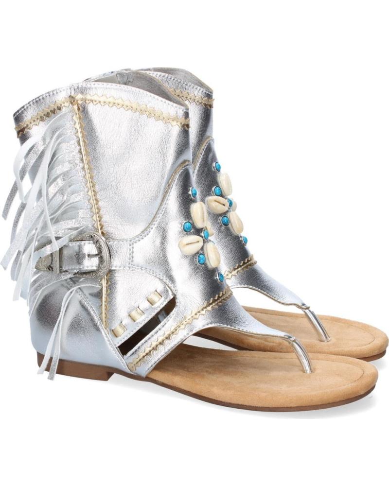 SPORT3PUNTO0 SANDALIAS DE CUÑA PLATEADAS CON FLECOS VARIOS COLORES