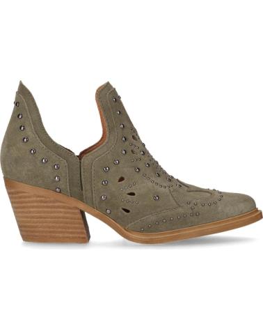 CHIKA10 BOTINES NEREIDA CON DETALLE CALADO Y TACÓN BLOQUE KAKI-KHAKI