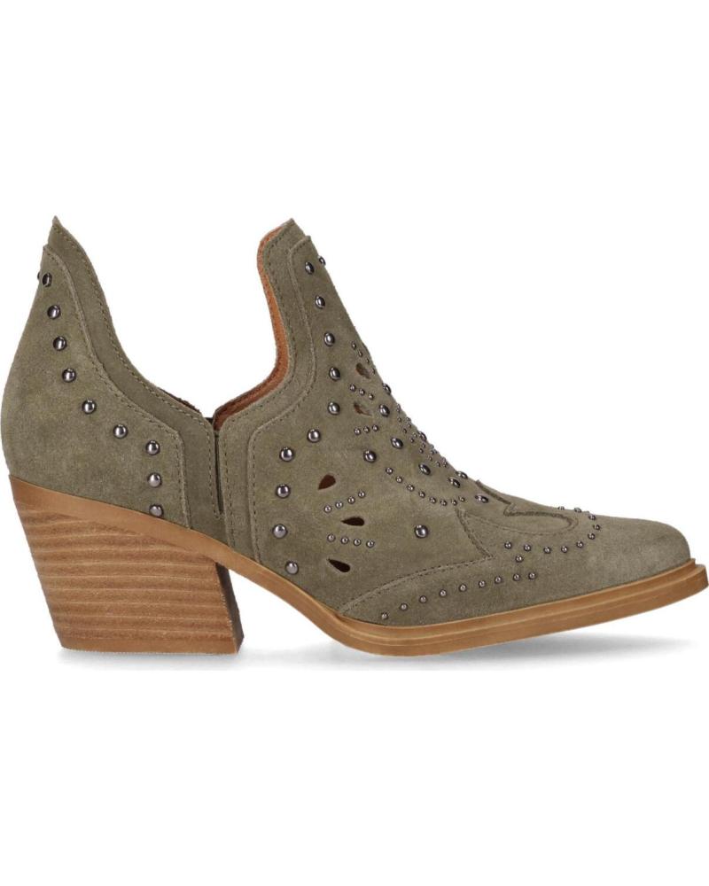 CHIKA10 BOTINES NEREIDA CON DETALLE CALADO Y TACÓN BLOQUE KAKI-KHAKI