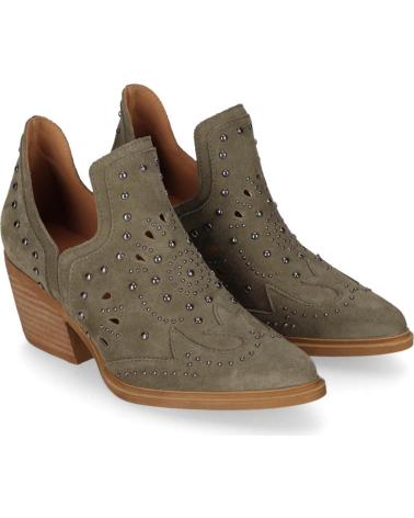 CHIKA10 BOTINES NEREIDA CON DETALLE CALADO Y TACÓN BLOQUE KAKI-KHAKI