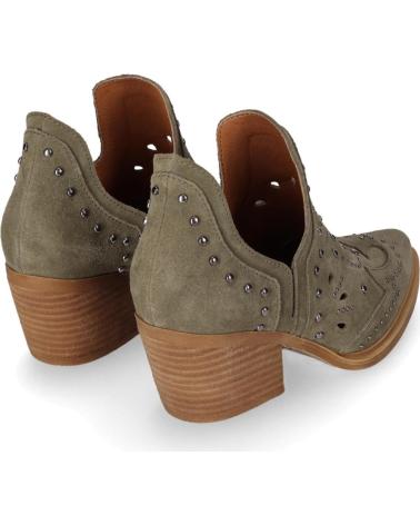 CHIKA10 BOTINES NEREIDA CON DETALLE CALADO Y TACÓN BLOQUE KAKI-KHAKI
