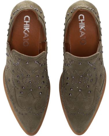 CHIKA10 BOTINES NEREIDA CON DETALLE CALADO Y TACÓN BLOQUE KAKI-KHAKI