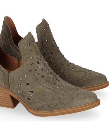 CHIKA10 BOTINES NEREIDA CON DETALLE CALADO Y TACÓN BLOQUE KAKI-KHAKI
