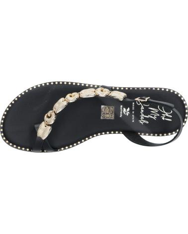 OH MY SANDALS SANDALIA PLANA CON DETALLE DECORATIVO Y CIERRE DE HEBILLA NEGRO