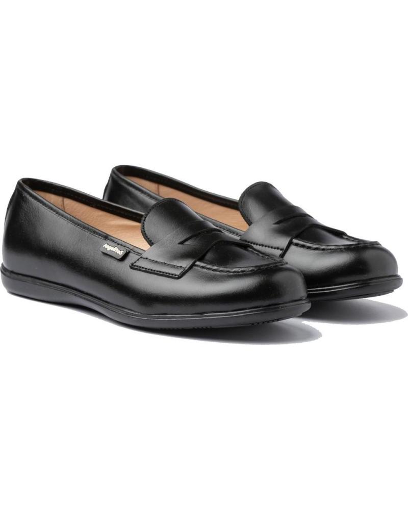 girl and boy Mocasines ANGELITOS ESCOLAR PIEL 467 NEGRO