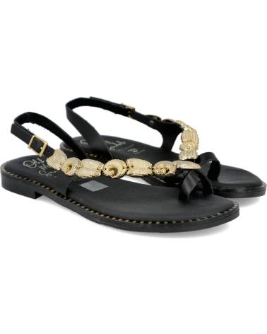 OH MY SANDALS SANDALIAS PLANAS 5844 CON DETALLE DE MONEDAS NEGRO