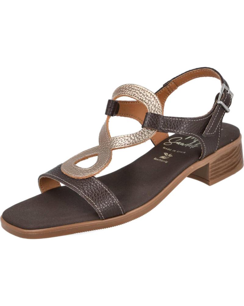 OH MY SANDALS SANDALIAS DE TACÓN BAJO COMBINADAS CON DETALLE DECORATIVO MARRON