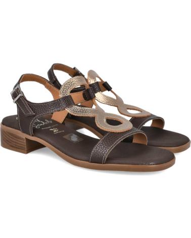 OH MY SANDALS SANDALIAS DE TACÓN BAJO COMBINADAS CON DETALLE DECORATIVO MARRON