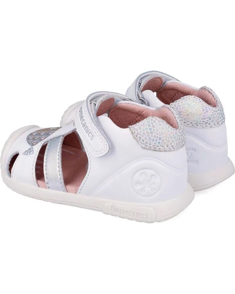 Sandalo Aperto Biomecanics Per Bambina, Modello 252141, In Pelle Bianca, Suola Antiscivolo - copertina