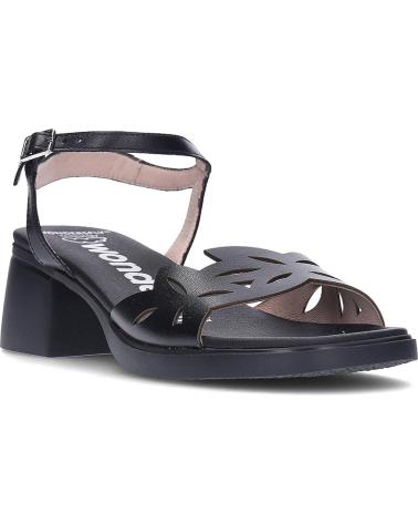 WONDERS SANDALIA WONDERS D-2301 MOAI CON TACÓN BLOQUE NEGRO