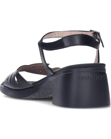 WONDERS SANDALIA WONDERS D-2301 MOAI CON TACÓN BLOQUE NEGRO