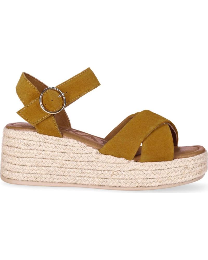 CHIKA10 SANDALIA CUÑA PLATAFORMA ESTILO ALPARGATA CON TIRAS CRUZADAS CUERO-TAN