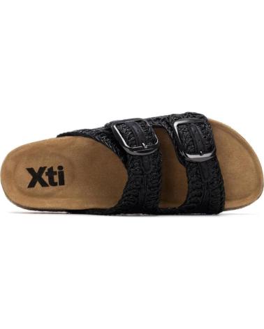 XTI SANDALIA XTI 145072 CON DOBLE HEBILLA Y SUELA EFECTO ESPARTO NEGRO