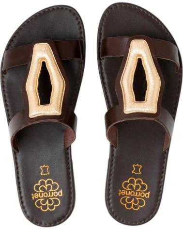 PORRONET SANDALIA PORRONET 3215 CON ADORNO CENTRAL MARRON